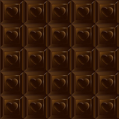 Dark chocolate bar as a seamless pattern, vector illustration.