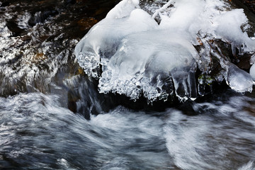 Frozen creek on winter