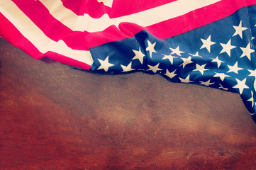 American flag on grunge wooden background