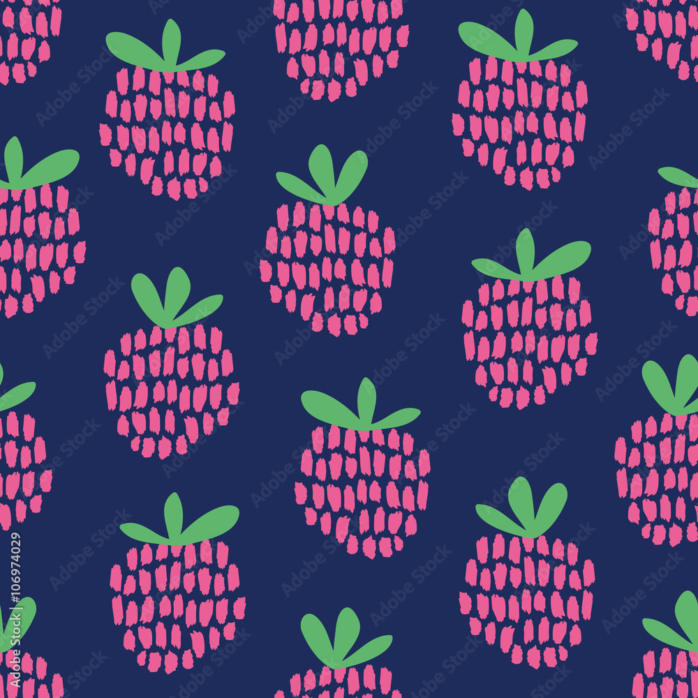 Aufkleber seamless pattern with raspberries