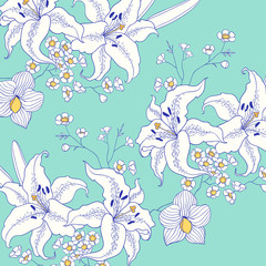 White lily. vector background