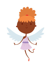 Cartoon cute cupid angel smile girl kid vector silhouette