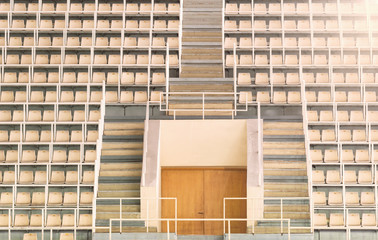 Obraz premium Empty tribune of the soccer stadium.