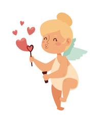 Cartoon cute cupid angel smile girl kid vector silhouette