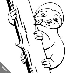funny cartoon cute fat vector sloth illustration © Turaev