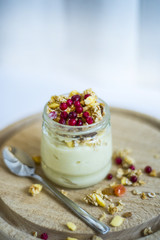 Healthly breakfast. Granola with cranberries.