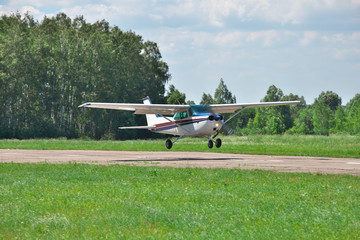 Light private plane landing