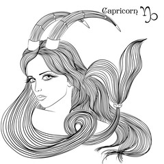 Astrological sign of Capricorn as a beautiful girl