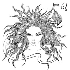Astrological sign of Leo as a beautiful girl