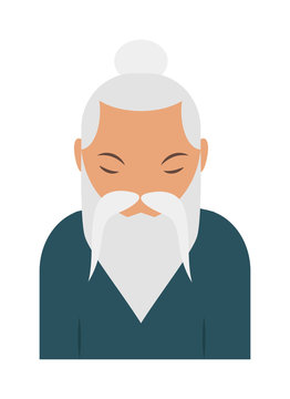 Sage Elder Yoga Pranayama Old Hindu Man Vector.