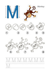 Drawing tutorial. Game for letter M