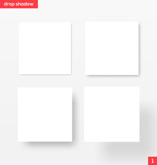 White square banners with drop shadow - vector illustration