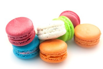 Colorful macaroon on white background