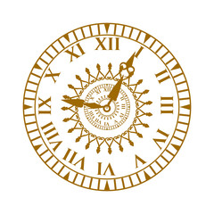 Watch face antique clock vector illustration. 
