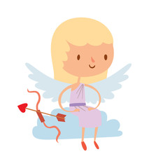 Cartoon cute cupid angel smile girl kid vector silhouette