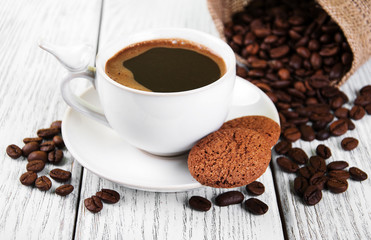 cup of coffee and cookies