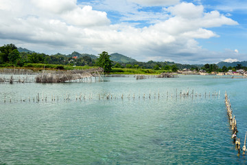 Fish farm and hatchery on Poso River near Tentena. Indonesia
