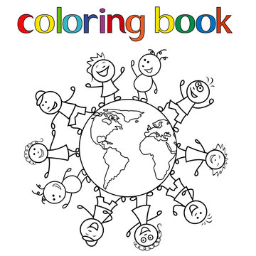 Children around the globe for coloring book