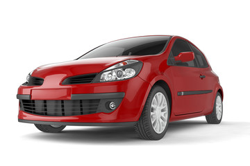 Samll car mock up on white background, 3D illustration