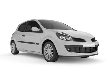 Fototapeta na wymiar Samll car mock up on white background, 3D illustration