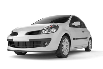 Samll car mock up on white background, 3D illustration