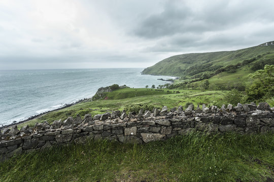 View of coastline, Glenariff, County Antrim, Northern Ireland, UK