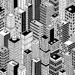 Skyscraper City Seamless Pattern - small