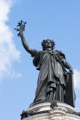 Fototapeta na wymiar French statue of Liberty in Place de la Republique