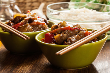 Chinese sticky pork sirloin roasted with a sweet and savory sauc