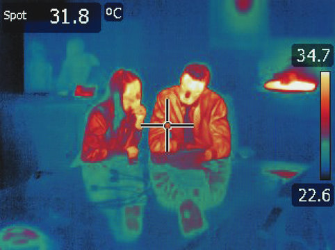 Infrared Heat Image Of Office Workers In Meeting