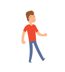 Funny cute vector boy walking