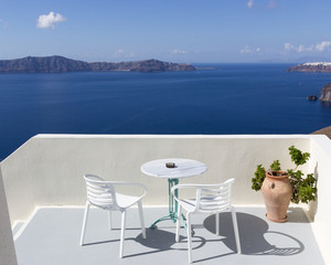 restaurant terraca overluking at Aegean sea