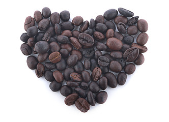 roasted coffee beans on white background