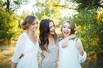 beautiful bridesmaid laughing summer