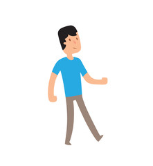 Funny cute vector boy walking