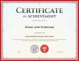 Certificate template in vector for achievement graduation completion