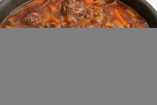 Still life of meat roulades in stew