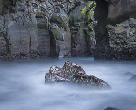 Rock in sea cave, Hellnar, Snaefellsnes, Iceland