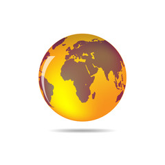 Orange Globe Earth icon - vector illustration.