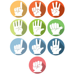 vector set of hand number gesture