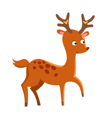 Cute deer cartoon running wild character vector. 