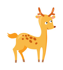 Cute deer cartoon running wild character vector. 