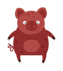 Obraz na płótnie Canvas Happy smiling little baby cartoon pig animal farm vector.