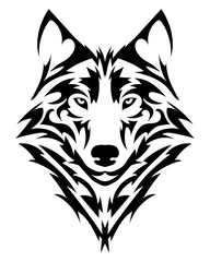Obraz premium Piękny tatuaż wilka. Wektor głowa wilka jako element projektu na na białym tle