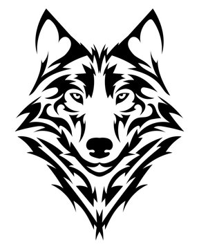 Tribal wolf tattoo drawing