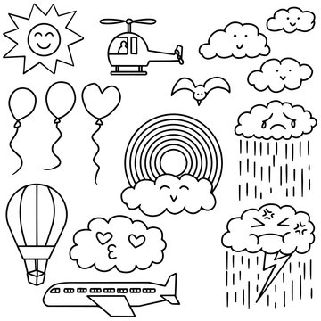 vector set of things in the sky