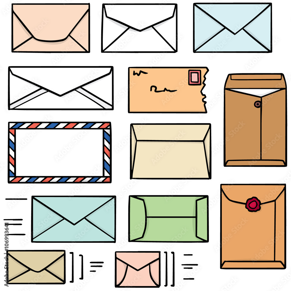 Sticker vector set of envelope