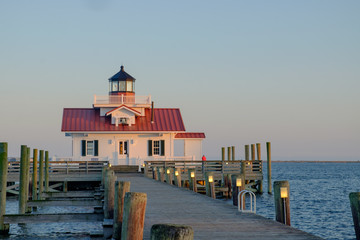 The Beautiful Roanoke Marsh Lighthouse located on the Outer Bank