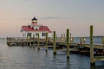The Beautiful Roanoke Marsh Lighthouse located on the Outer Bank