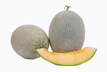 Cantaloupe melon fruit isolated on white background